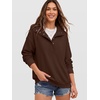 image:imageANRABESS Womens Waffle Knit Loose Snap Henley Sweatshirts  Lightweight Cozy Fabric Long Sleeve Pullover Tops Stand Collar Half Button Casual Daily Wear amp Preppy Spring amp FallBrown