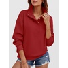 image:imageANRABESS Womens Waffle Knit Loose Snap Henley Sweatshirts  Lightweight Cozy Fabric Long Sleeve Pullover Tops Stand Collar Half Button Casual Daily Wear amp Preppy Spring amp FallRed