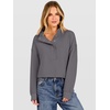 image:imageANRABESS Womens Waffle Knit Loose Snap Henley Sweatshirts  Lightweight Cozy Fabric Long Sleeve Pullover Tops Stand Collar Half Button Casual Daily Wear amp Preppy Spring amp FallGrey