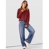 image:imageANRABESS Womens Waffle Knit Loose Snap Henley Sweatshirts  Lightweight Cozy Fabric Long Sleeve Pullover Tops Stand Collar Half Button Casual Daily Wear amp Preppy Spring amp FallBirck Red