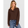 image:imageANRABESS Womens Waffle Knit Loose Snap Henley Sweatshirts  Lightweight Cozy Fabric Long Sleeve Pullover Tops Stand Collar Half Button Casual Daily Wear amp Preppy Spring amp FallBrown
