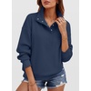 image:imageANRABESS Womens Waffle Knit Loose Snap Henley Sweatshirts  Lightweight Cozy Fabric Long Sleeve Pullover Tops Stand Collar Half Button Casual Daily Wear amp Preppy Spring amp FallNavy Blue