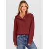image:imageANRABESS Womens Waffle Knit Loose Snap Henley Sweatshirts  Lightweight Cozy Fabric Long Sleeve Pullover Tops Stand Collar Half Button Casual Daily Wear amp Preppy Spring amp FallBirck Red
