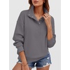 image:imageANRABESS Womens Waffle Knit Loose Snap Henley Sweatshirts  Lightweight Cozy Fabric Long Sleeve Pullover Tops Stand Collar Half Button Casual Daily Wear amp Preppy Spring amp FallGrey
