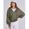 image:imageANRABESS Womens Zip Up Hoodie Cropped Sweatshirt  Soft Comfy Casual Jacket Workout amp Daily Wear Cute Y2K Clothes Fall Spring Transition OutfitsArmy Green