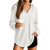 image:imageANRABESS Hoodies for Women Waffle Knit Oversized Sweatshirt  Long Sleeve V Neck Drawstring Pullover Tops Curved Hem Lightweight Loose FitDaily for Leggings Outfits Fall amp WinterWhite