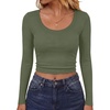 image:imageANRABESS Long Sleeve Crop Top for Women Scoop Neck Ribbed Shirts  Fitted TShirts Comfy Soft Layering Clothing Casual Work Daily Wear Basic Tee Going Out Y2K Fall Fashion OutfitsArmy Green