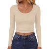image:imageANRABESS Long Sleeve Crop Top for Women Scoop Neck Ribbed Shirts  Fitted TShirts Comfy Soft Layering Clothing Casual Work Daily Wear Basic Tee Going Out Y2K Fall Fashion OutfitsBeige