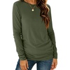 image:imageANRABESS Womens Long Sleeve Shirts Crew Neck Thermal Top  Fall Basic TeeSoft Lightweight Fleece UndershirtCasual Loose Fit UnderscrubWinter Layering ClothingTravel Work OutfitsArmy Green