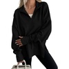 image:imageANRABESS Womens Quarter Zip Pullover Oversized Sweatshirts  Long Sleeve V Neck Zip Up Collared Top Soft Loose Side Slit Hoodie Casual Going Out Athleisure Outfits Fall Winter ClothesBlack