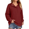 image:imageANRABESS Womens Waffle Knit Loose Snap Henley Sweatshirts  Lightweight Cozy Fabric Long Sleeve Pullover Tops Stand Collar Half Button Casual Daily Wear amp Preppy Spring amp FallBirck Red