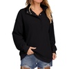 image:imageANRABESS Womens Waffle Knit Loose Snap Henley Sweatshirts  Lightweight Cozy Fabric Long Sleeve Pullover Tops Stand Collar Half Button Casual Daily Wear amp Preppy Spring amp FallBlack