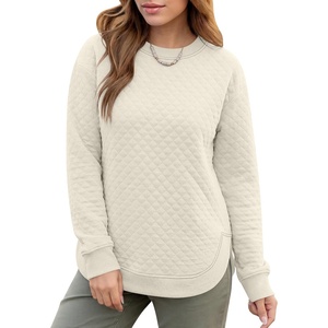 image:imageANRABESS Women Long Sleeve Quilted Pattern Sweatshirt  Lightweight Fleece Hoodie Loose Fit Crewneck Diamond Pullover TopsSoft Casual for DailySchoolOfficeFall amp WinterWhite