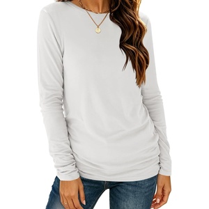 image:imageANRABESS Womens Long Sleeve Shirts Crew Neck Thermal Top  Fall Basic TeeSoft Lightweight Fleece UndershirtCasual Loose Fit UnderscrubWinter Layering ClothingTravel Work OutfitsWhite