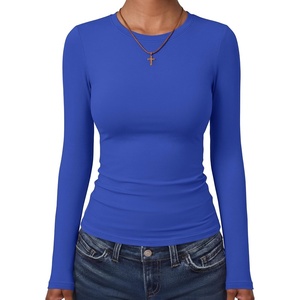 image:imageANRABESS Womens Long Sleeve Shirts Fitted Double Lined Top  Crew NeckSoft Stretchy UnderscrubY2K Cute Trendy Going Out OutfitsCasual Compression Basic TeeFall Winter Layer ClothingRoyal Blue