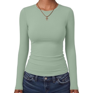 image:imageANRABESS Womens Long Sleeve Shirts Fitted Double Lined Top  Crew NeckSoft Stretchy UnderscrubY2K Cute Trendy Going Out OutfitsCasual Compression Basic TeeFall Winter Layer ClothingGreen