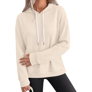 image:imageANRABESS Womens Waffle Knit Hoodie Lightweight Sweatshirts  Soft Comfy Drawstring Loose Fit Pullover Tops with Pocket Travel amp Casual Wear Cute Trendy Clothes Fall Winter OutfitsBeige