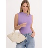 image:imageANRABESS Mock Neck Tops for Women Basic Soft Ribbed Slim Tank Tops Comfy for Yoga Lounge amp Office Versatile Summer ShirtLight Purple