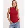 image:imageANRABESS Mock Neck Tops for Women Basic Soft Ribbed Slim Tank Tops Comfy for Yoga Lounge amp Office Versatile Summer ShirtRed