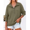 image:imageANRABESS Sweatshirt for Womens Waffle Knit Henley Pullover  Lightweight Soft Thermal Regular Fit Long Sleeve Half Button Topsfor Casual Daily amp Preppy Spring amp Fall WeatherArmy Green