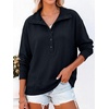 image:imageANRABESS Sweatshirt for Womens Waffle Knit Henley Pullover  Lightweight Soft Thermal Regular Fit Long Sleeve Half Button Topsfor Casual Daily amp Preppy Spring amp Fall WeatherNavy