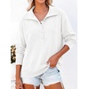 image:imageANRABESS Sweatshirt for Womens Waffle Knit Henley Pullover  Lightweight Soft Thermal Regular Fit Long Sleeve Half Button Topsfor Casual Daily amp Preppy Spring amp Fall WeatherWhite