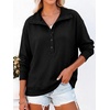 image:imageANRABESS Sweatshirt for Womens Waffle Knit Henley Pullover  Lightweight Soft Thermal Regular Fit Long Sleeve Half Button Topsfor Casual Daily amp Preppy Spring amp Fall WeatherBlack