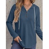 image:imageANRABESS Waffle Knit Hoodies for Women Lightweight Sweatshirt  Comfy Drawstring Long Sleeve Fall Fashion Pullover Tops Loose Fit Curved Hem Casual Daily Wear amp Work Winter OutfitsNavy Blue