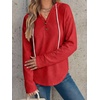 image:imageANRABESS Waffle Knit Hoodies for Women Lightweight Sweatshirt  Comfy Drawstring Long Sleeve Fall Fashion Pullover Tops Loose Fit Curved Hem Casual Daily Wear amp Work Winter OutfitsRed