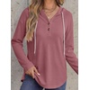image:imageANRABESS Waffle Knit Hoodies for Women Lightweight Sweatshirt  Comfy Drawstring Long Sleeve Fall Fashion Pullover Tops Loose Fit Curved Hem Casual Daily Wear amp Work Winter OutfitsMauve