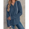 image:imageANRABESS Waffle Knit Hoodies for Women Lightweight Sweatshirt  Comfy Drawstring Long Sleeve Fall Fashion Pullover Tops Loose Fit Curved Hem Casual Daily Wear amp Work Winter OutfitsNavy Blue