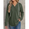 image:imageANRABESS Waffle Knit Hoodies for Women Lightweight Sweatshirt  Comfy Drawstring Long Sleeve Fall Fashion Pullover Tops Loose Fit Curved Hem Casual Daily Wear amp Work Winter OutfitsArmy Green