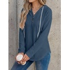 image:imageANRABESS Waffle Knit Hoodies for Women Lightweight Sweatshirt  Comfy Drawstring Long Sleeve Fall Fashion Pullover Tops Loose Fit Curved Hem Casual Daily Wear amp Work Winter OutfitsNavy Blue