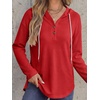 image:imageANRABESS Waffle Knit Hoodies for Women Lightweight Sweatshirt  Comfy Drawstring Long Sleeve Fall Fashion Pullover Tops Loose Fit Curved Hem Casual Daily Wear amp Work Winter OutfitsRed