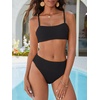 image:imageANRABESS Womens Bikini Sets High Waist Tummy Control SwimsuitsRibbed Textured 2 Piece Bathing SuitsCheeky Beach SwimwearBlack