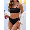 image:imageANRABESS Womens Bikini Sets High Waist Tummy Control SwimsuitsRibbed Textured 2 Piece Bathing SuitsCheeky Beach SwimwearBlack