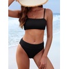 image:imageANRABESS Womens Bikini Sets High Waist Tummy Control SwimsuitsRibbed Textured 2 Piece Bathing SuitsCheeky Beach SwimwearBlack
