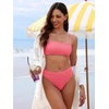 image:imageANRABESS Womens Bikini Sets High Waist Tummy Control SwimsuitsRibbed Textured 2 Piece Bathing SuitsCheeky Beach SwimwearCoral Pink