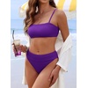 image:imageANRABESS Womens Bikini Sets High Waist Tummy Control SwimsuitsRibbed Textured 2 Piece Bathing SuitsCheeky Beach SwimwearDark Purple