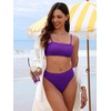 image:imageANRABESS Womens Bikini Sets High Waist Tummy Control SwimsuitsRibbed Textured 2 Piece Bathing SuitsCheeky Beach SwimwearDark Purple