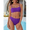 image:imageANRABESS Womens Bikini Sets High Waist Tummy Control SwimsuitsRibbed Textured 2 Piece Bathing SuitsCheeky Beach SwimwearDark Purple