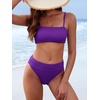 image:imageANRABESS Womens Bikini Sets High Waist Tummy Control SwimsuitsRibbed Textured 2 Piece Bathing SuitsCheeky Beach SwimwearDark Purple