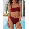 image:imageANRABESS Womens Bikini Sets High Waist Tummy Control SwimsuitsRibbed Textured 2 Piece Bathing SuitsCheeky Beach SwimwearDeep Red