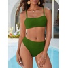 image:imageANRABESS Womens Bikini Sets High Waist Tummy Control SwimsuitsRibbed Textured 2 Piece Bathing SuitsCheeky Beach SwimwearGreen