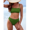 image:imageANRABESS Womens Bikini Sets High Waist Tummy Control SwimsuitsRibbed Textured 2 Piece Bathing SuitsCheeky Beach SwimwearGreen