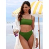 image:imageANRABESS Womens Bikini Sets High Waist Tummy Control SwimsuitsRibbed Textured 2 Piece Bathing SuitsCheeky Beach SwimwearGreen