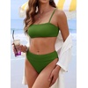 image:imageANRABESS Womens Bikini Sets High Waist Tummy Control SwimsuitsRibbed Textured 2 Piece Bathing SuitsCheeky Beach SwimwearGreen