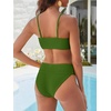 image:imageANRABESS Womens Bikini Sets High Waist Tummy Control SwimsuitsRibbed Textured 2 Piece Bathing SuitsCheeky Beach SwimwearGreen