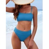 image:imageANRABESS Womens Bikini Sets High Waist Tummy Control SwimsuitsRibbed Textured 2 Piece Bathing SuitsCheeky Beach SwimwearLight Blue