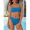 image:imageANRABESS Womens Bikini Sets High Waist Tummy Control SwimsuitsRibbed Textured 2 Piece Bathing SuitsCheeky Beach SwimwearLight Blue